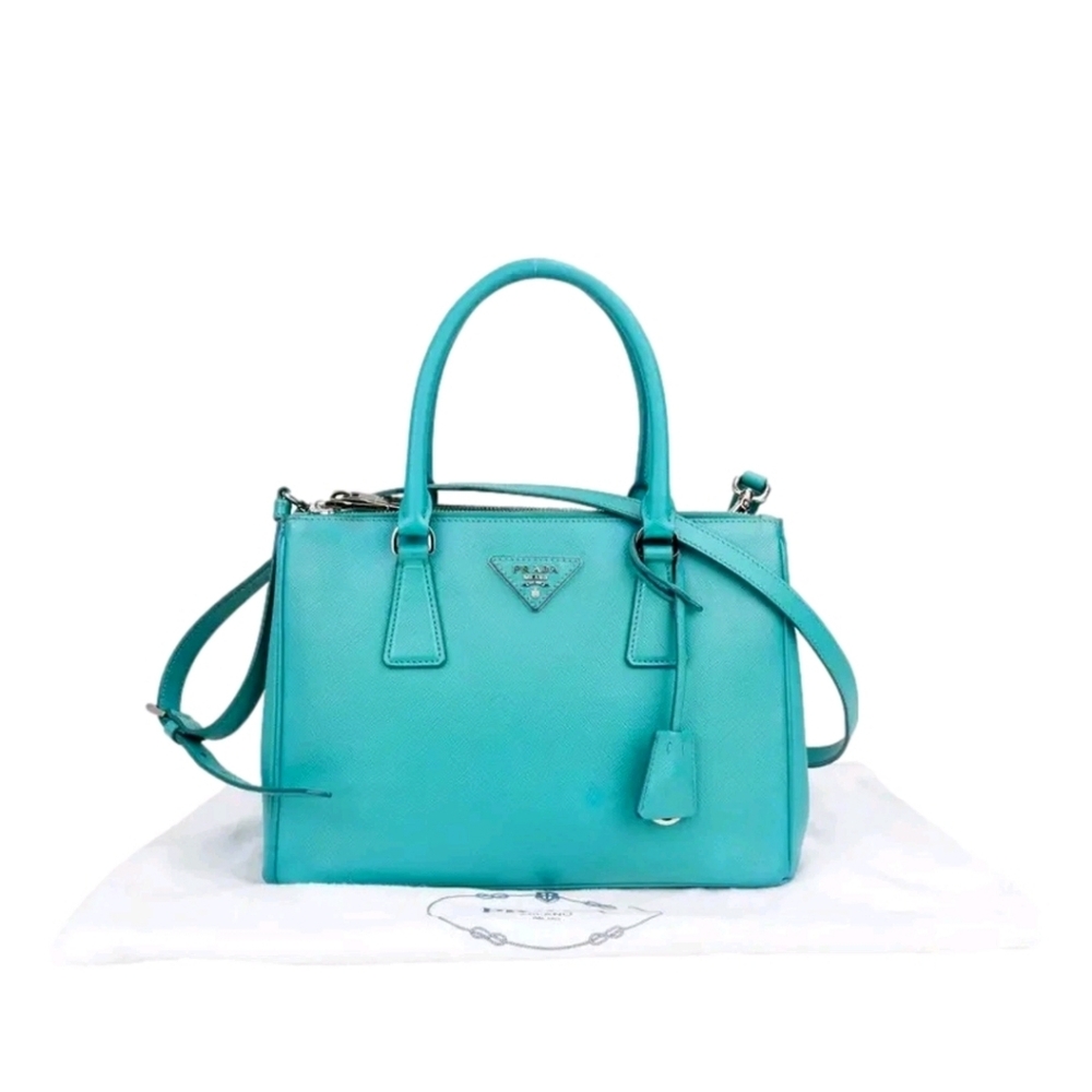 Like NEW Prada Galleria Saffiano LUX Leather Tote Handbag Giada Teal TIFFANY BLU - Picture 5 of 16